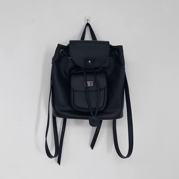 black pleather backpack
